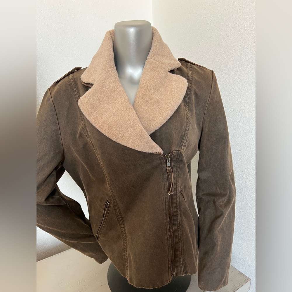 Cripple Creek Ranchwear cotton coated removable Sherpa collar jacket size L